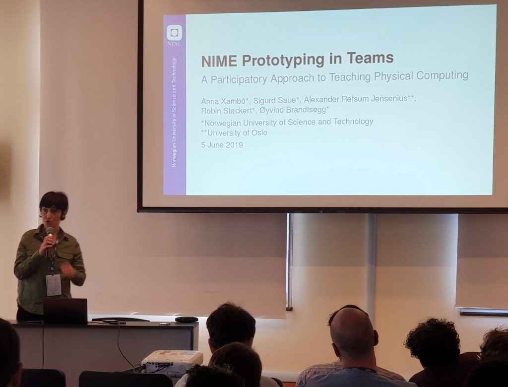 Anna Xambó presents the paper “NIME Prototyping in Teams: A Participatory Approach to Teaching Physical Computing” at NIME 2019.