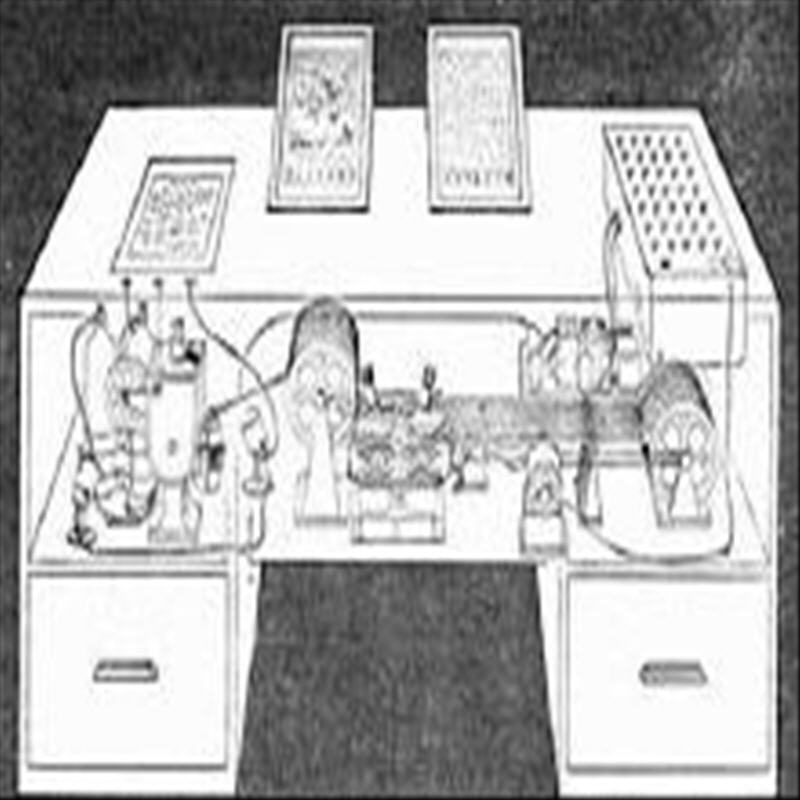 Sketch of Vannevar Bush’s Memex machine for storing and retrieving information. 