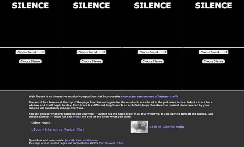 The web page of Hobbs’ Web Phases hypermusic composition.