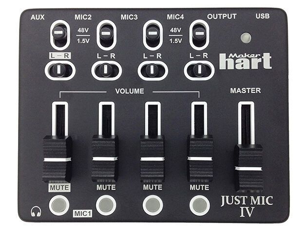 The Just MIC IV is a small mini mixer for minijack-based microphones.