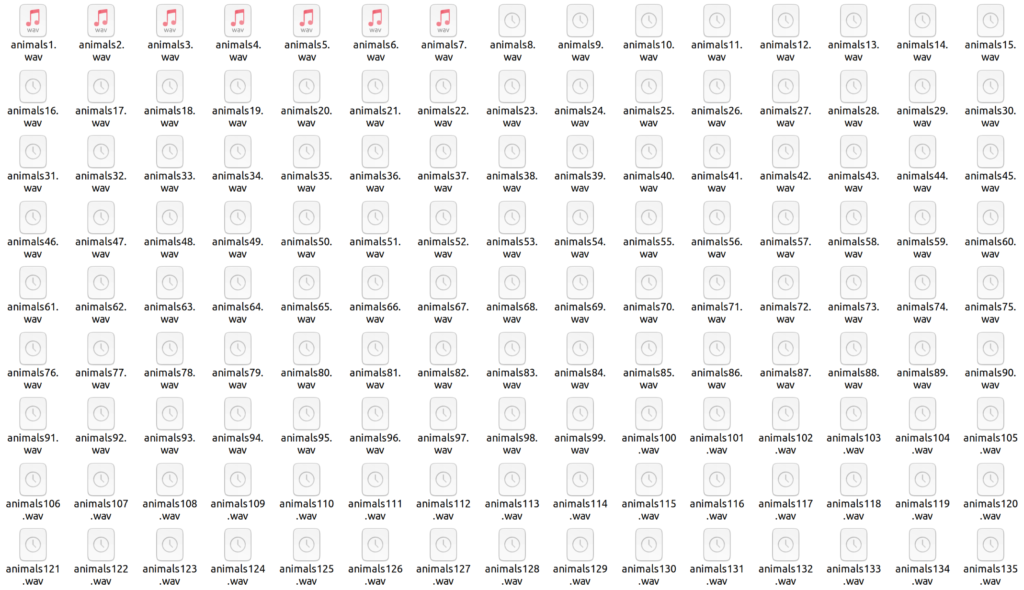 The batch script split up 20 long sound files into approximately 2000 short sound files in just a few seconds.