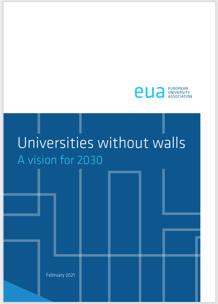 The front page of the EUA report Universities without walls.