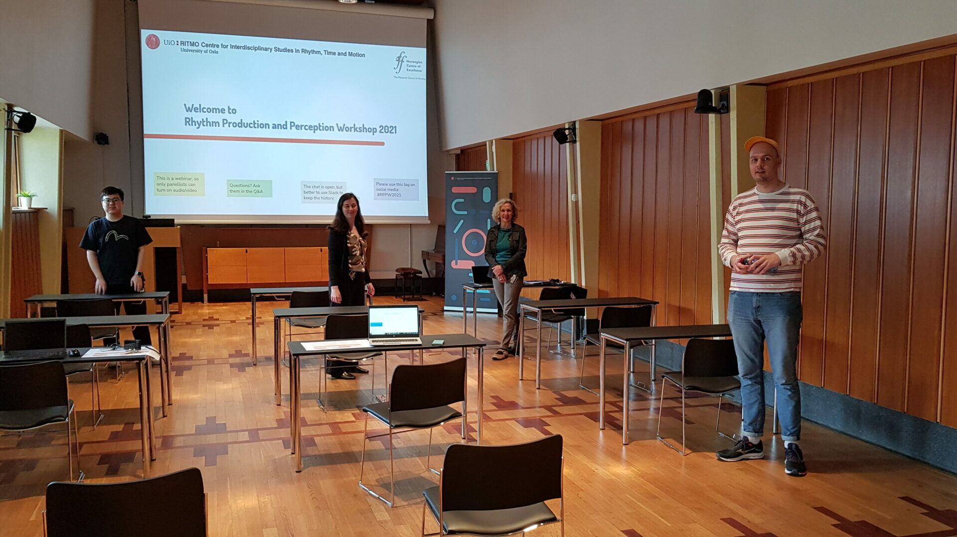 Just finished with the dress rehearsal and getting ready for the start of RPPW2021. From left: Wenbo Yi, Marit Furunes, Anne Danielsen, Thomas Anda.