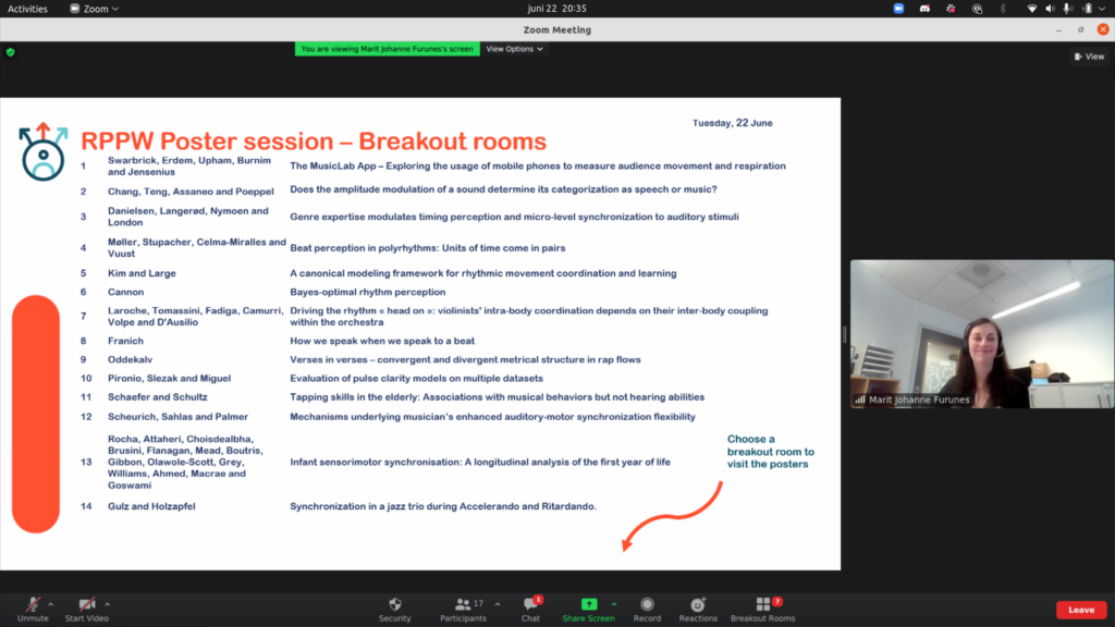 Our “Zoom captain”, Marit Furunes, gently guided people into the right breakout rooms from the main Poster Zoom Room.