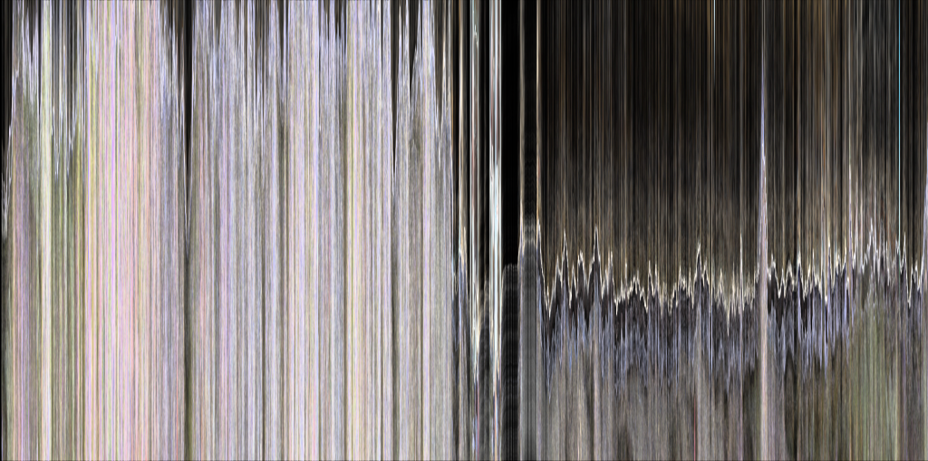 A horizontal motiongram reveals the same information as the videogram and clearly shows the break I took in the middle. (the black part in the middle).