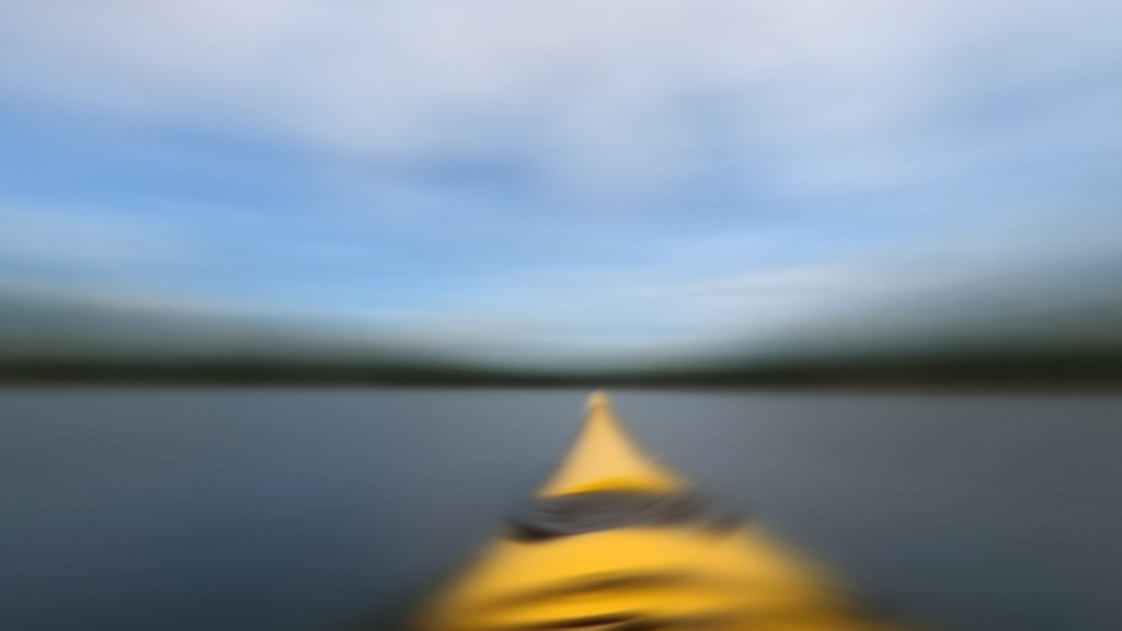 An average image of the whole recording blurs out all the details but leaves the essential information: the kayak, the fjord, and the horizon.