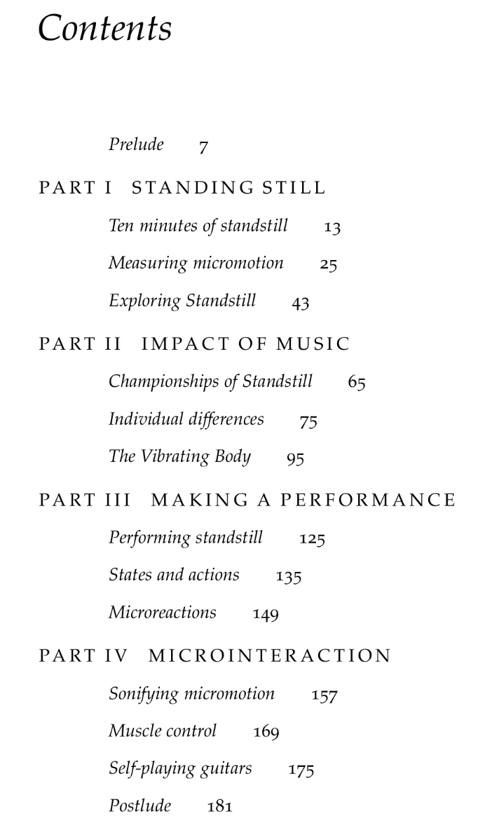 Table of content for the Still Standing book
