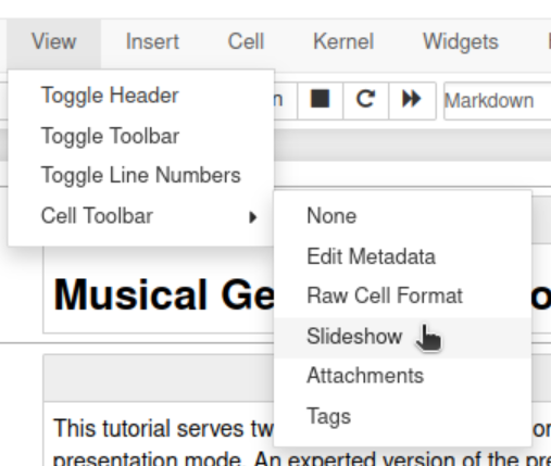 Screenshot of cell toolbar selection